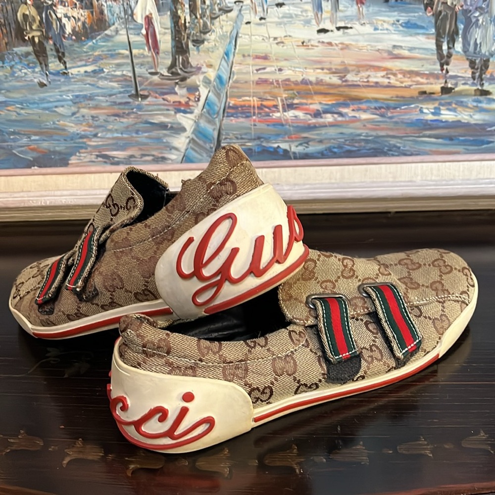 VTG Gucci Fashion GG Monogram Canvas Velcro Sneakers size 40 - Picture 3 of 16